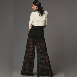 Elegant Black Lace Wide-Leg Pants